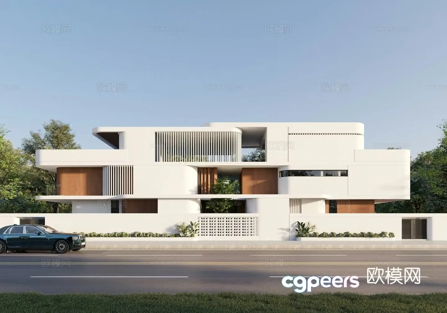 Modern villa building appearance 3D model