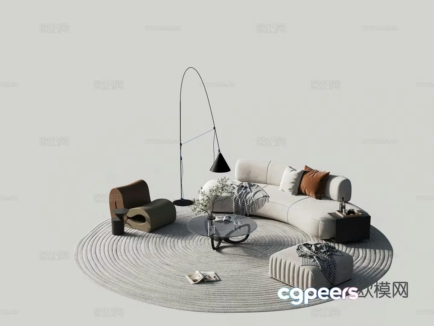 Modern sectional sofa 3d model