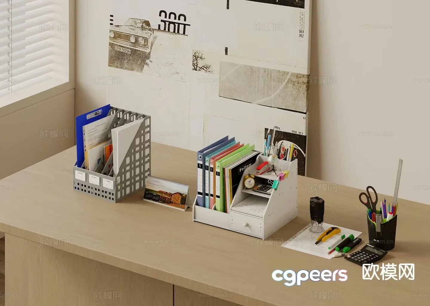 Modern folders stationery office supplies desktop ornaments 3D model