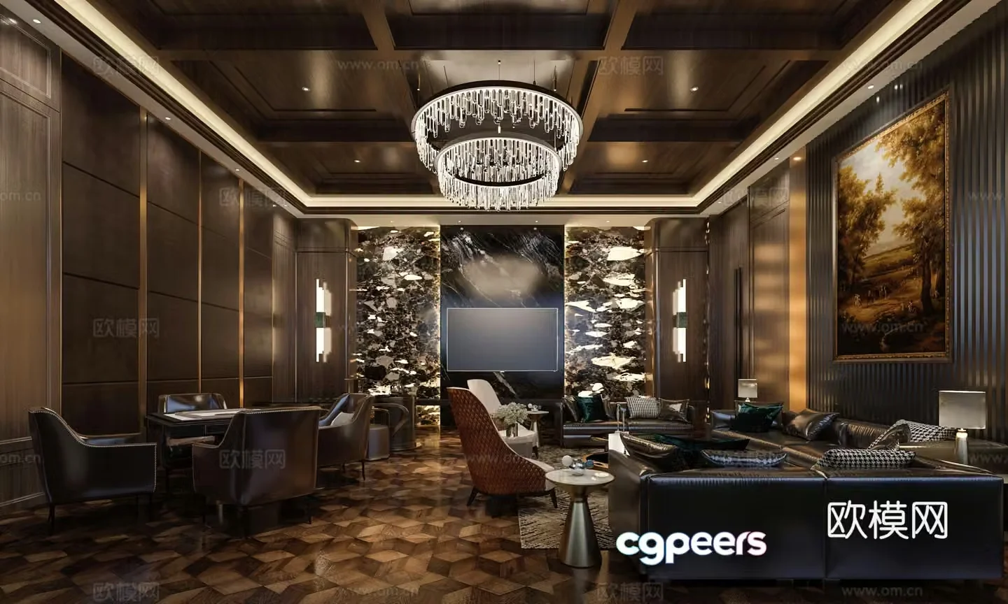 Italian light luxury club box bar box 3d model