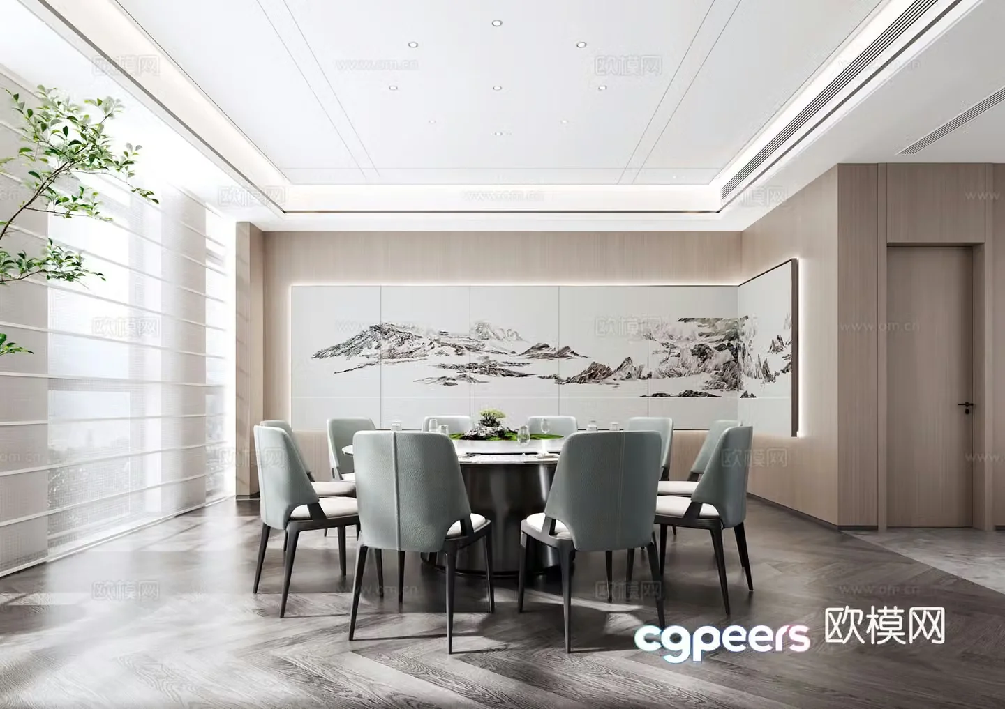 Modern restaurant private room 3D model