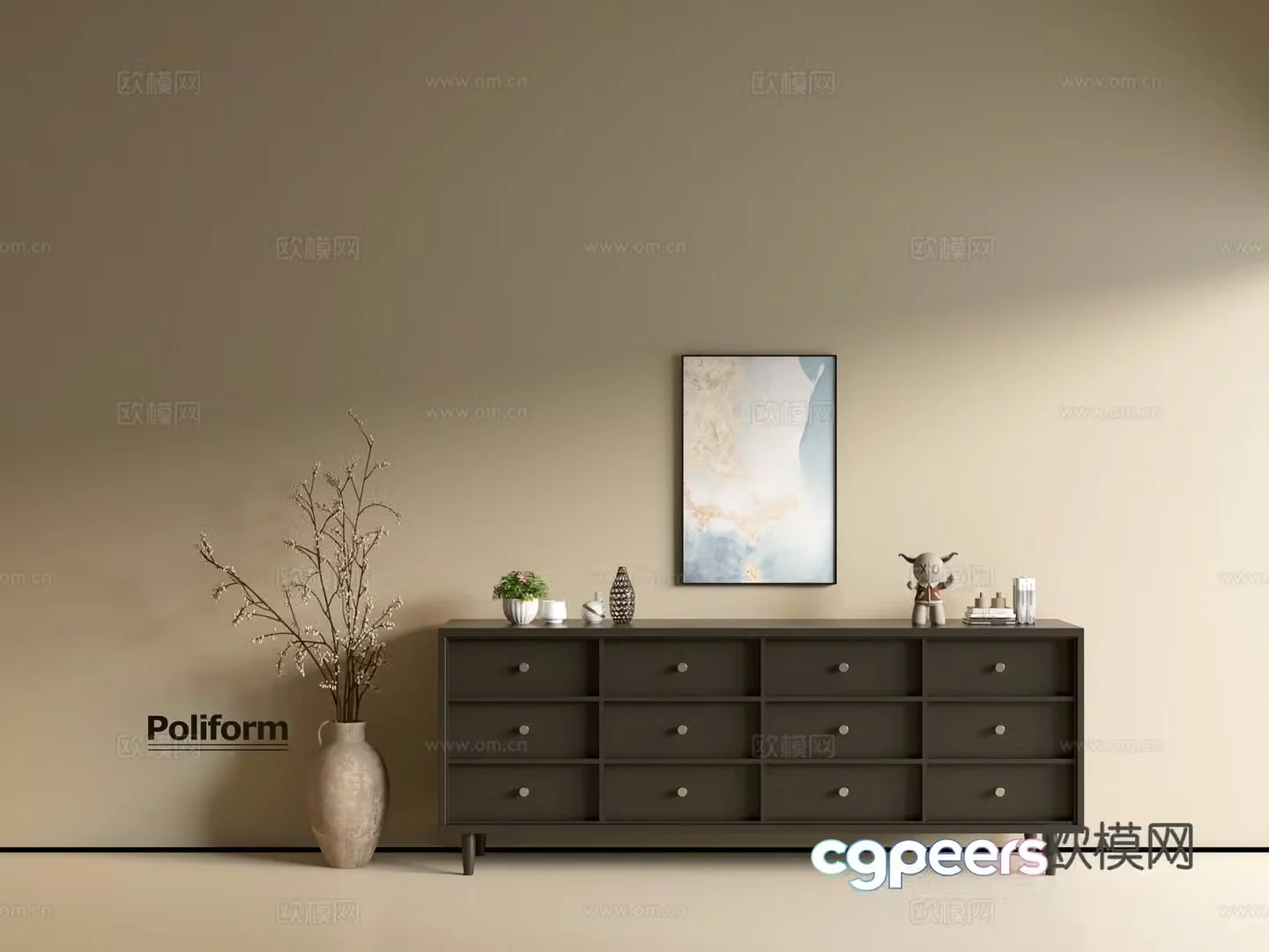 Modern black cabinet ins wind side cabinet chest cabinet low cabinet whole cabinet dining side cabinet balcony cabinet 3d model