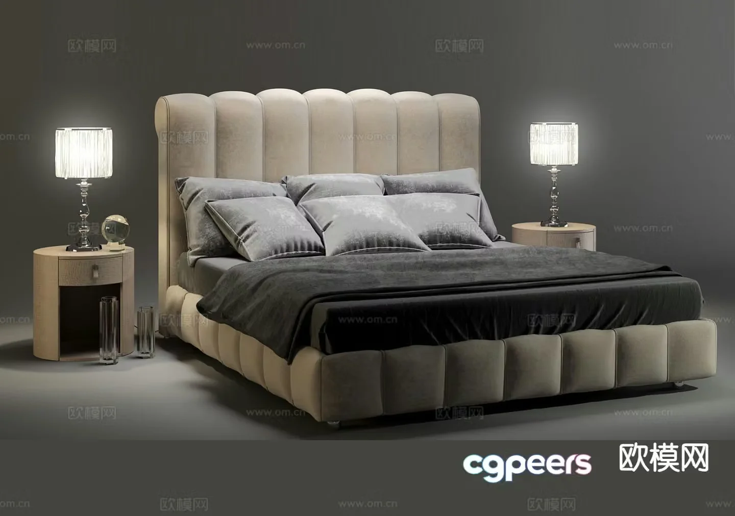 Italian double bed 3d model