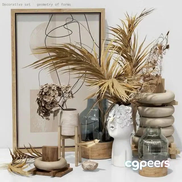 3ds Max Free – Decorative set – dried flower
