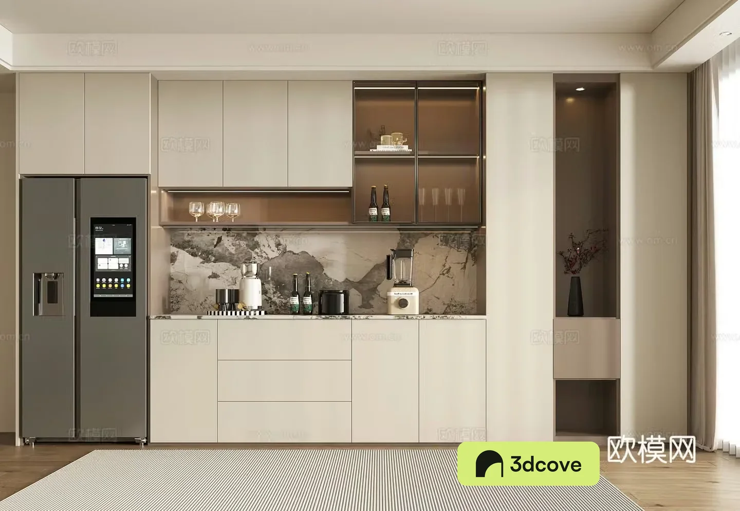 Modern wine cabinet sideboard decorative cabinet refrigerator wine cabinet semi-open