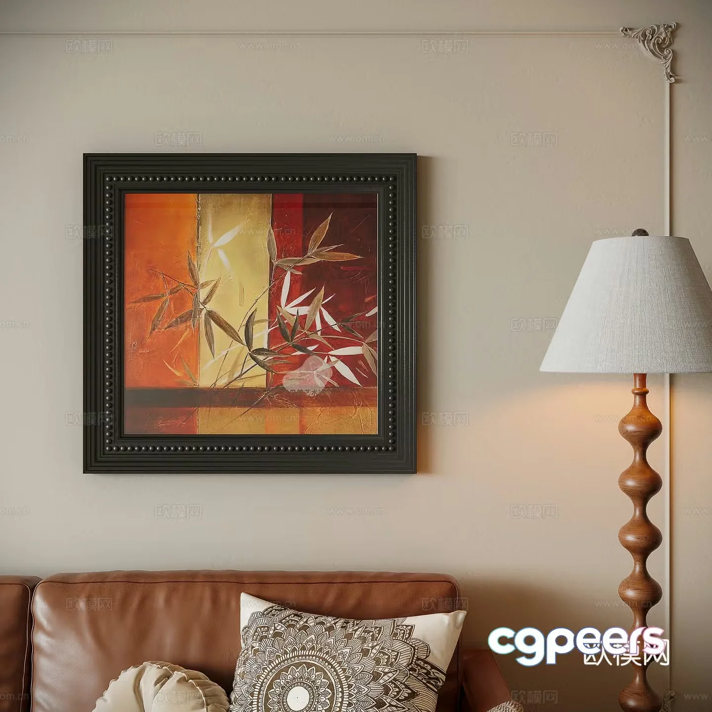 French hanging paintings decorative painting 3d model