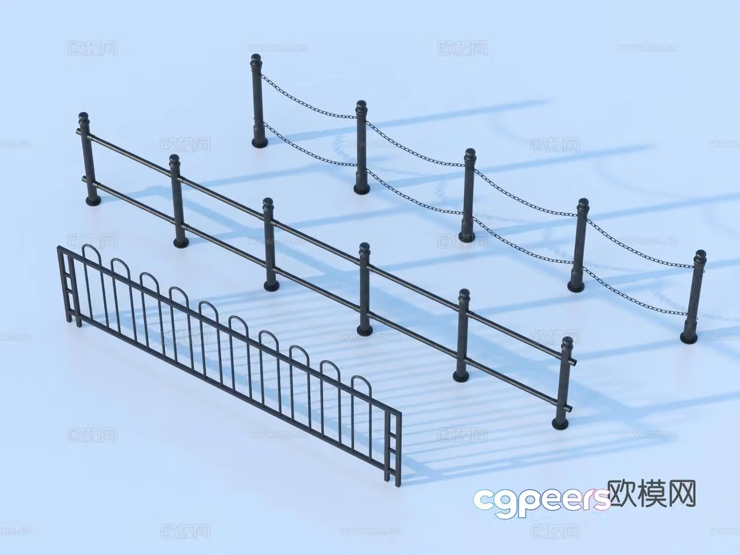 Guardrail Rail Fence Wrought Fence 3D Model