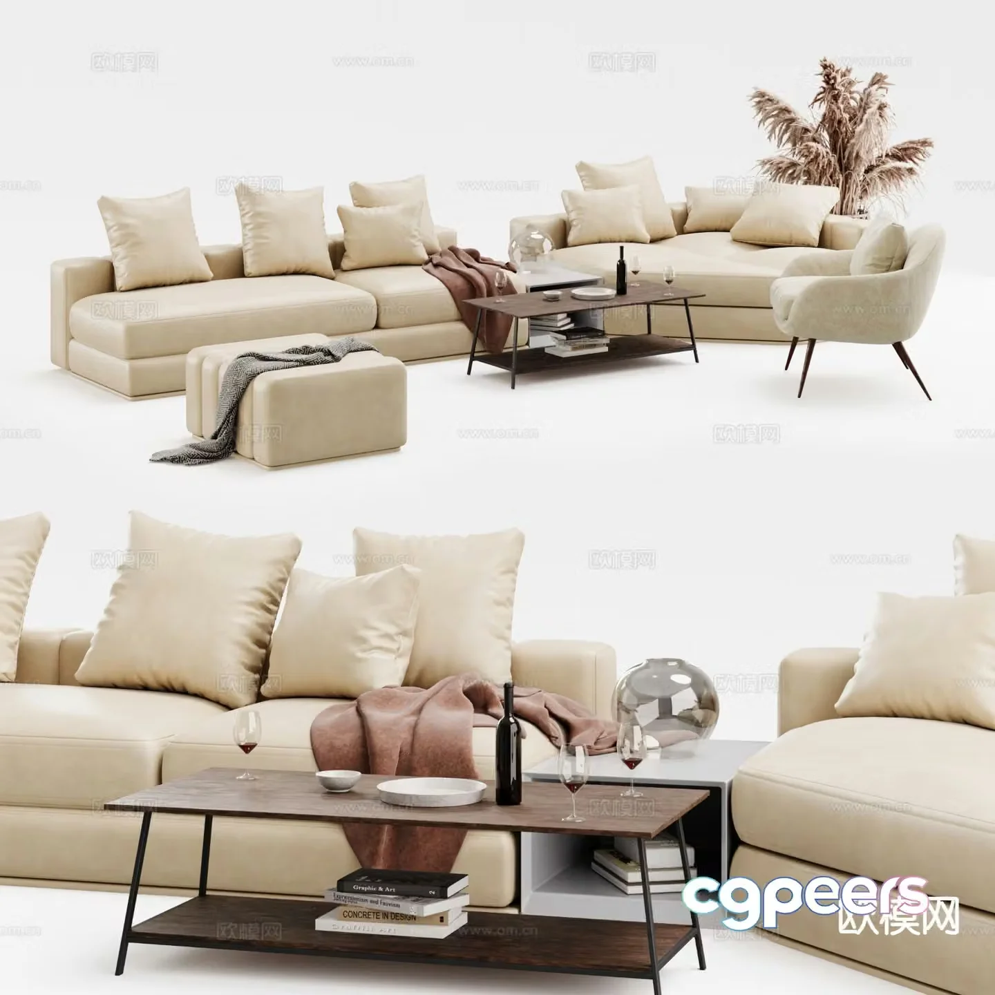 Modern sectional sofa 3d model