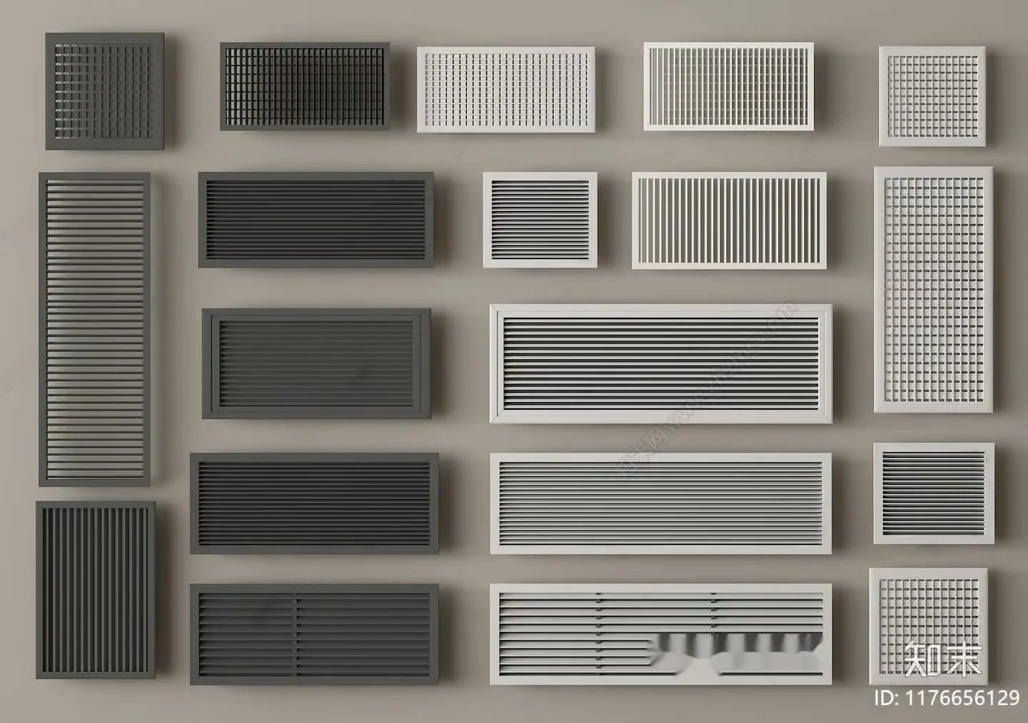 Rectangular Metal Vents 3D Model – 12110 – VRAY Render
