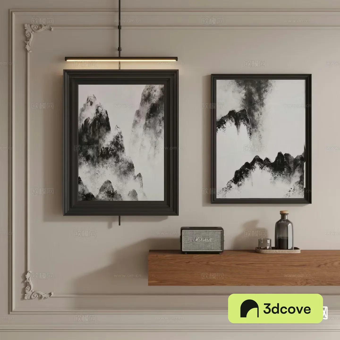 Modern ink painting texture painting metal boom painting