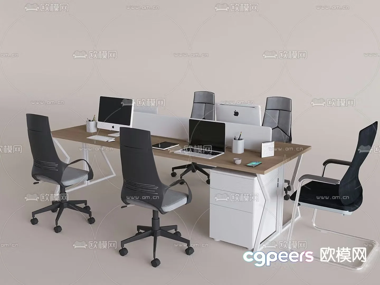 Card space desk workstation 3D model