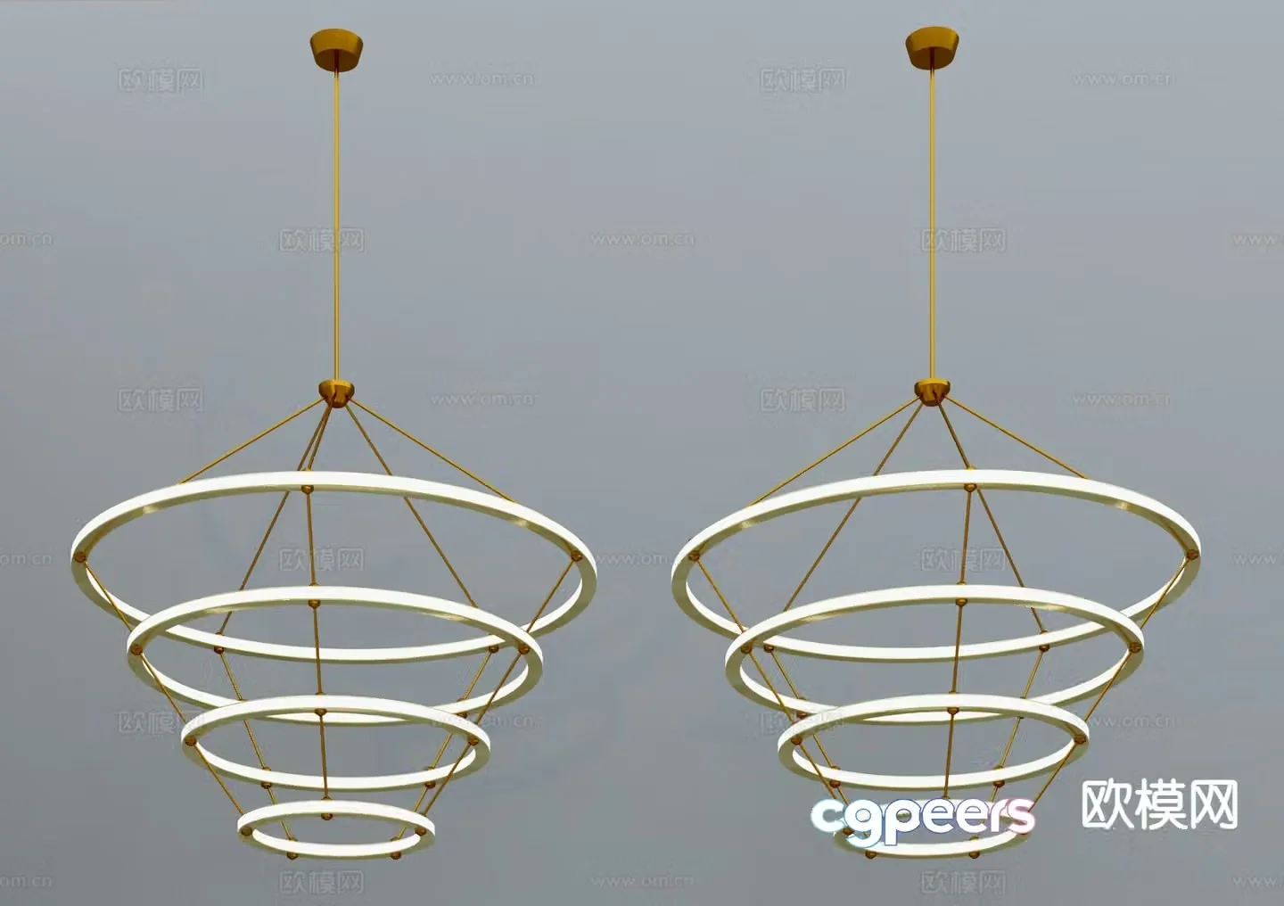 Light luxury chandelier ring chandelier 3d model