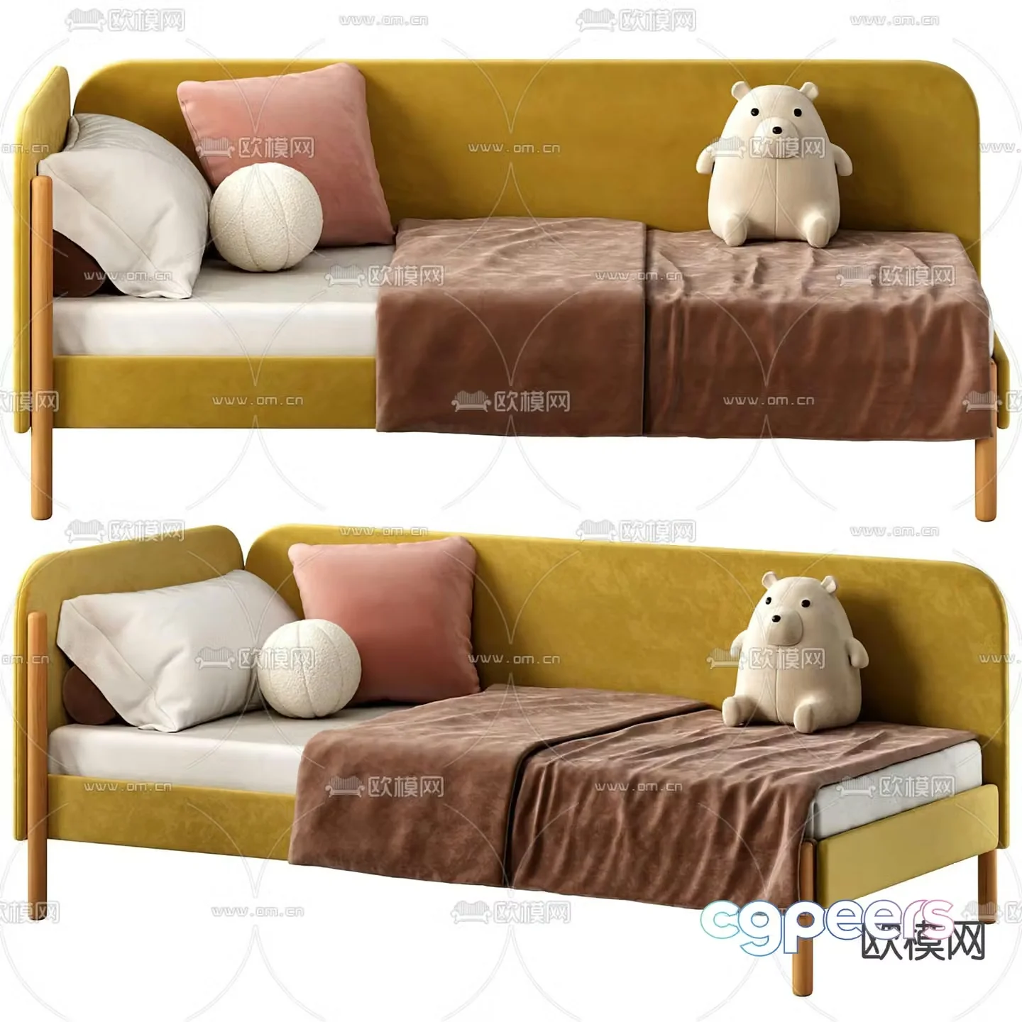 Modern children’s bed sofa bed 3d model