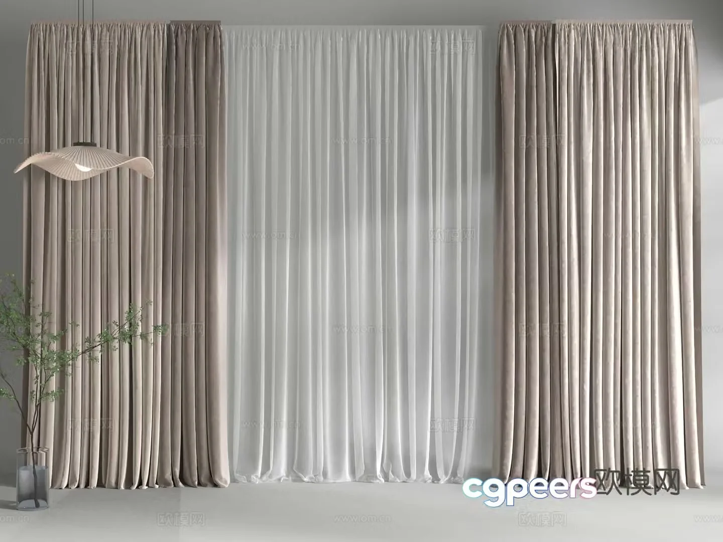 Modern curtains Cream curtains Curtains Wasabi curtains Living room curtains Bedroom curtains 3D model