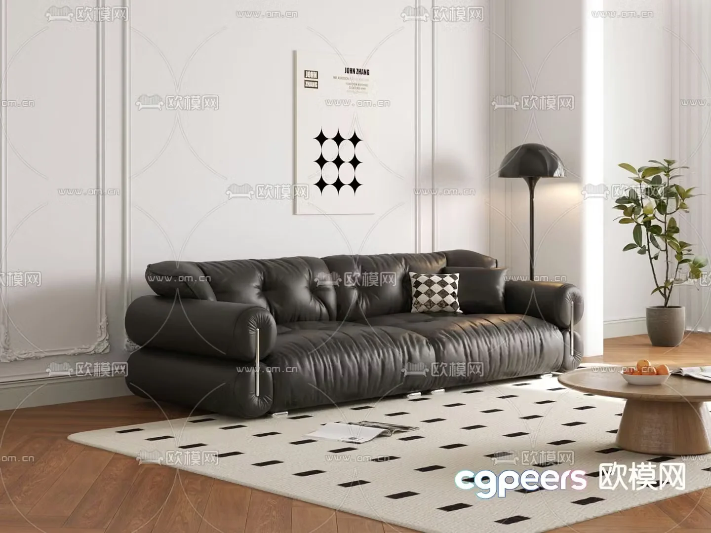 leather sofa loveseat 3d model