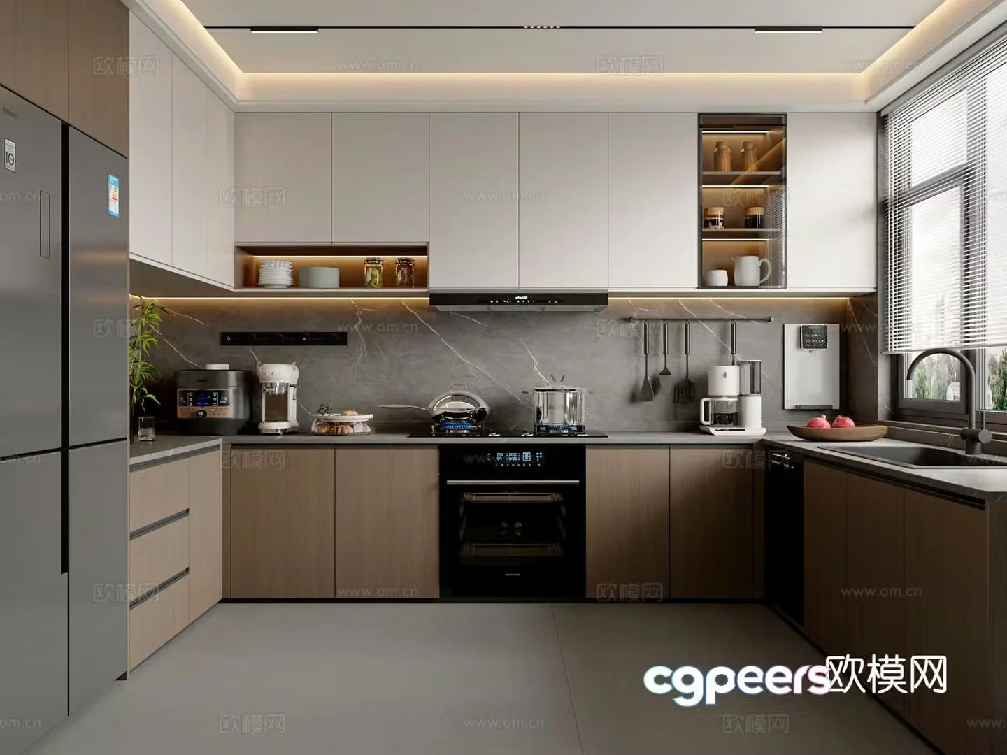 Italian kitchen cabinets refrigerator kitchen appliances kitchen supplies 3d model