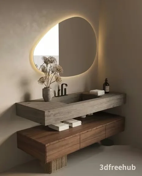 A Modern Bathroom Vanity 3D Model – 21860 – VRAY Render