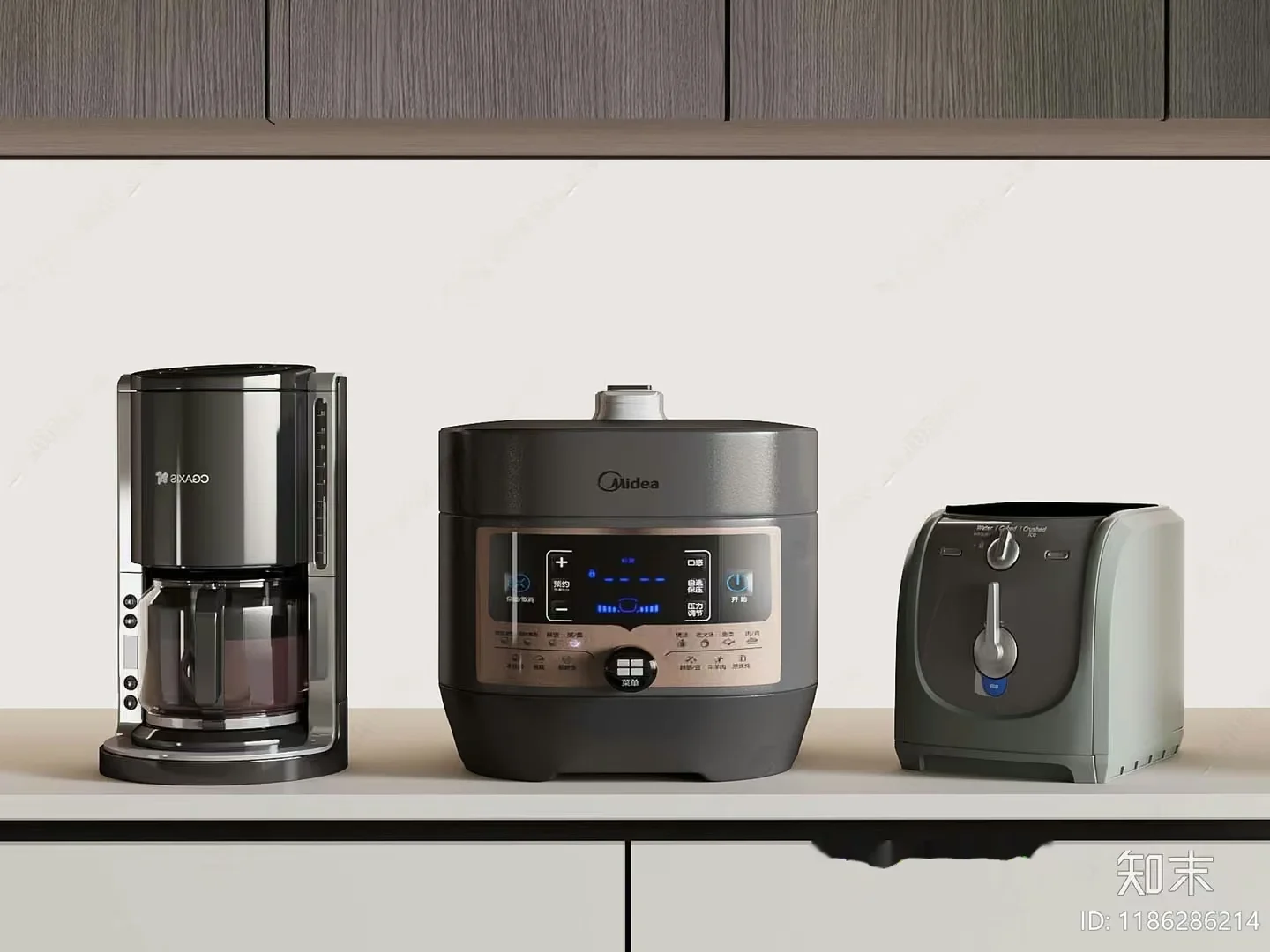 A Kitchen Countertop With Three Appliances 3D Model – 1496 – VRAY Render