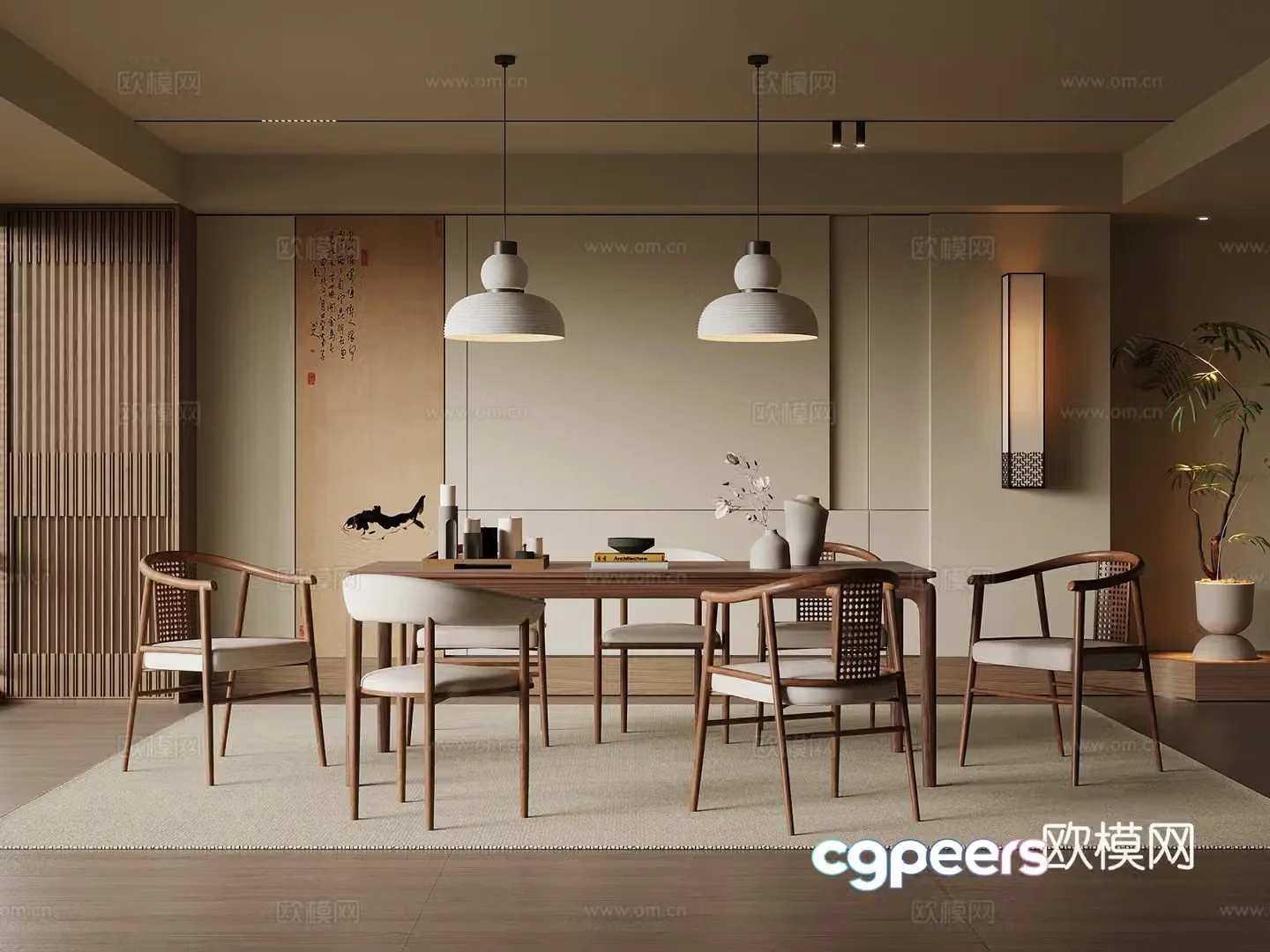 Song style restaurant dining table and chair 3D model