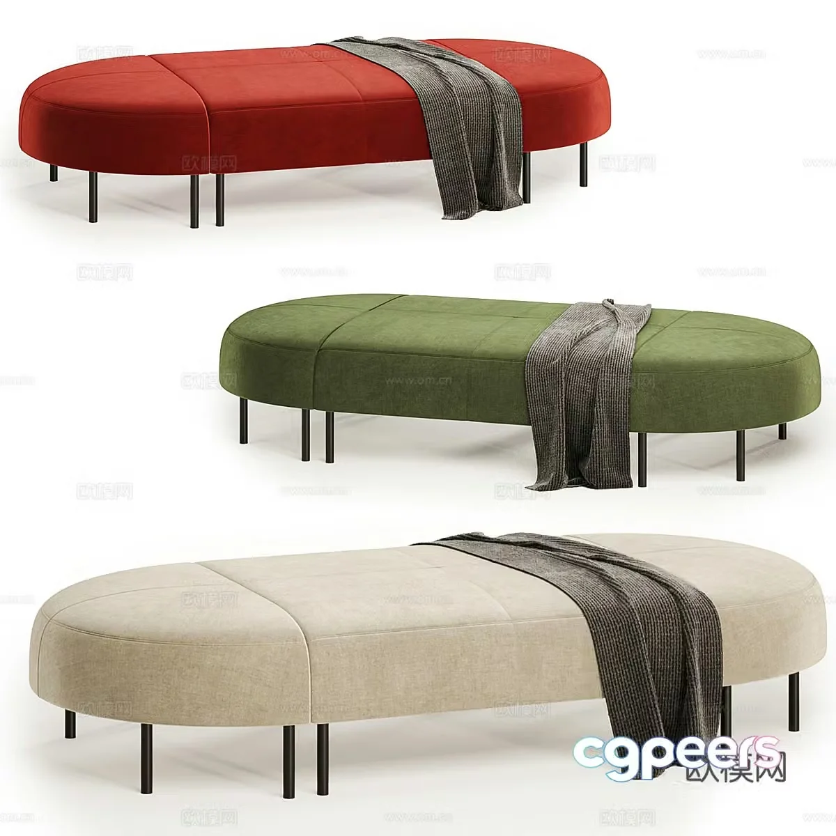Modern light luxury VARIETY sofa stool 3D model