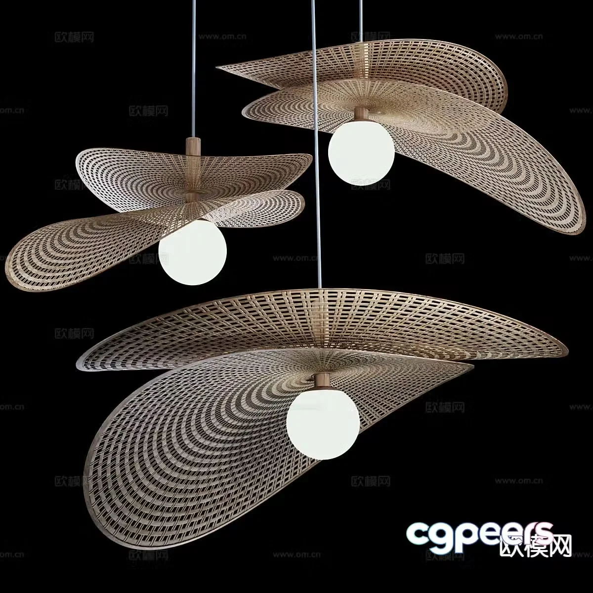 Wabi-sabi chandelier rattan chandelier 3d model