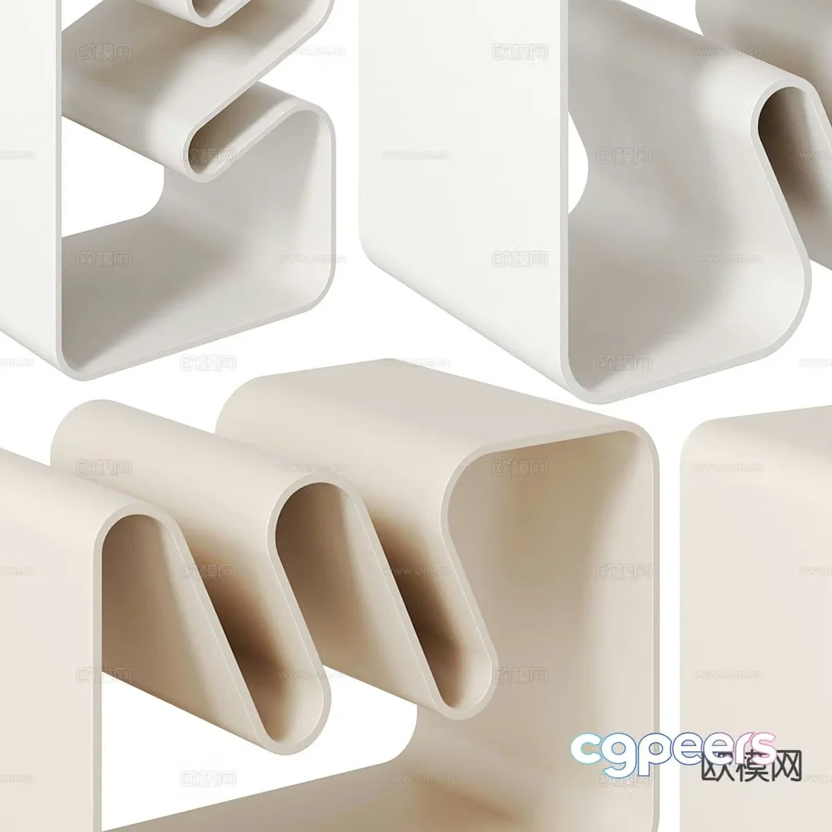 Cream style side table special shaped corner table 3d model