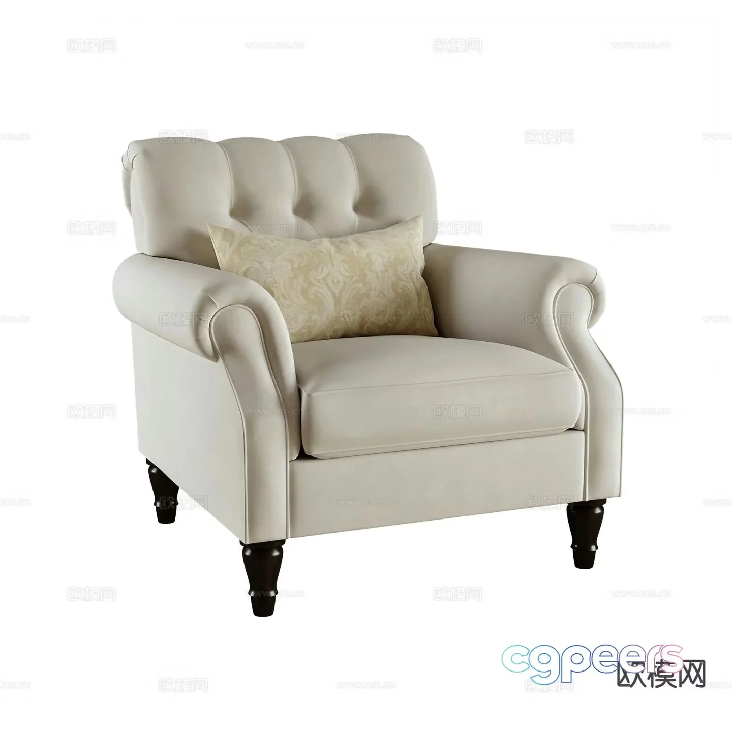 American single sofa armchair 3d model