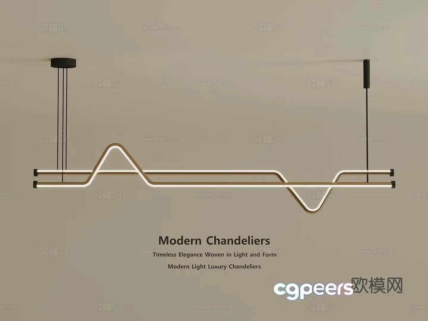 Light luxury Wasabi Chandelier Decorative Chandelier Art Chandelier Metal Chandelier Long Strip 3D Model