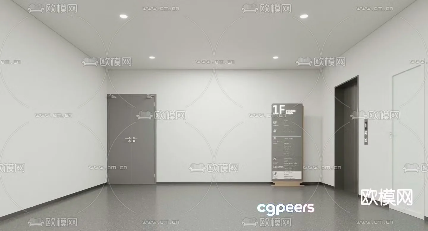 Modern elevator hall elevator room 3d model