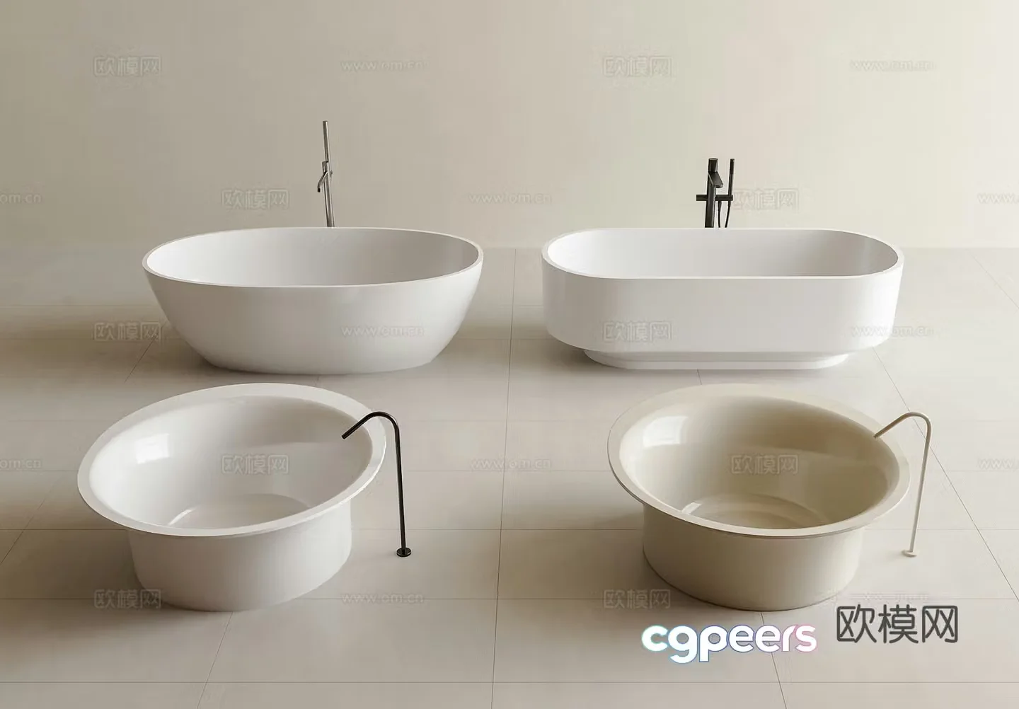 Bathtub Integrated Bathtub Bathtub faucet Jacuzzi Hotel Bathtub Modern Bathtub 3D Model