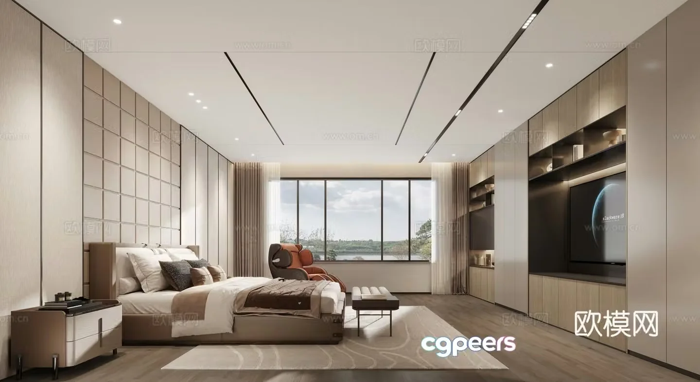 Modern master bedroom bathroom 3d model