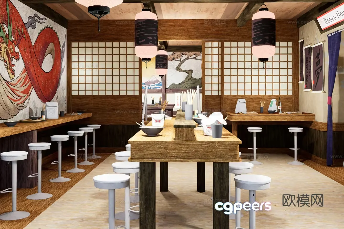 Chinese fast food restaurant 3D model