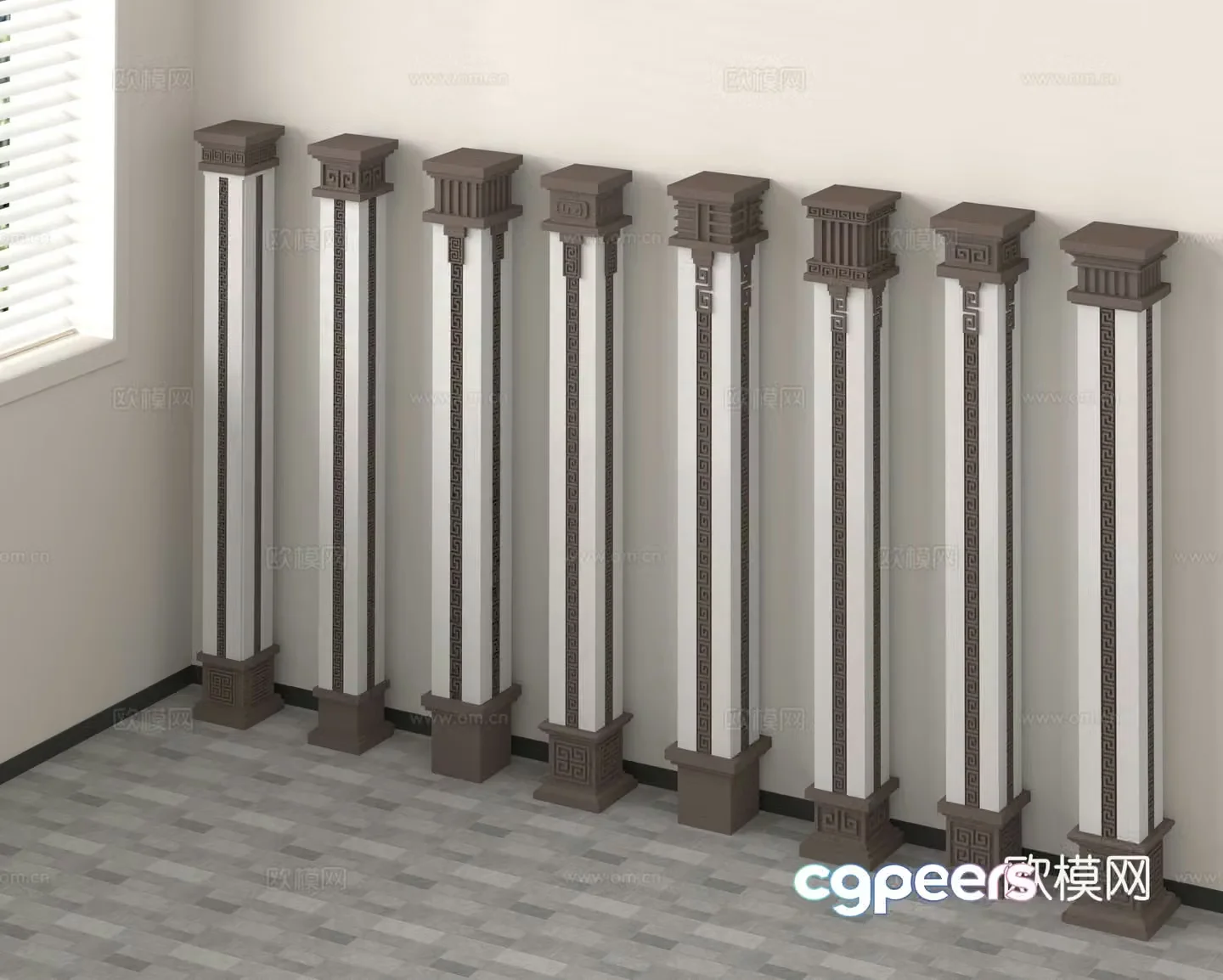 Chinese square column column 3d model