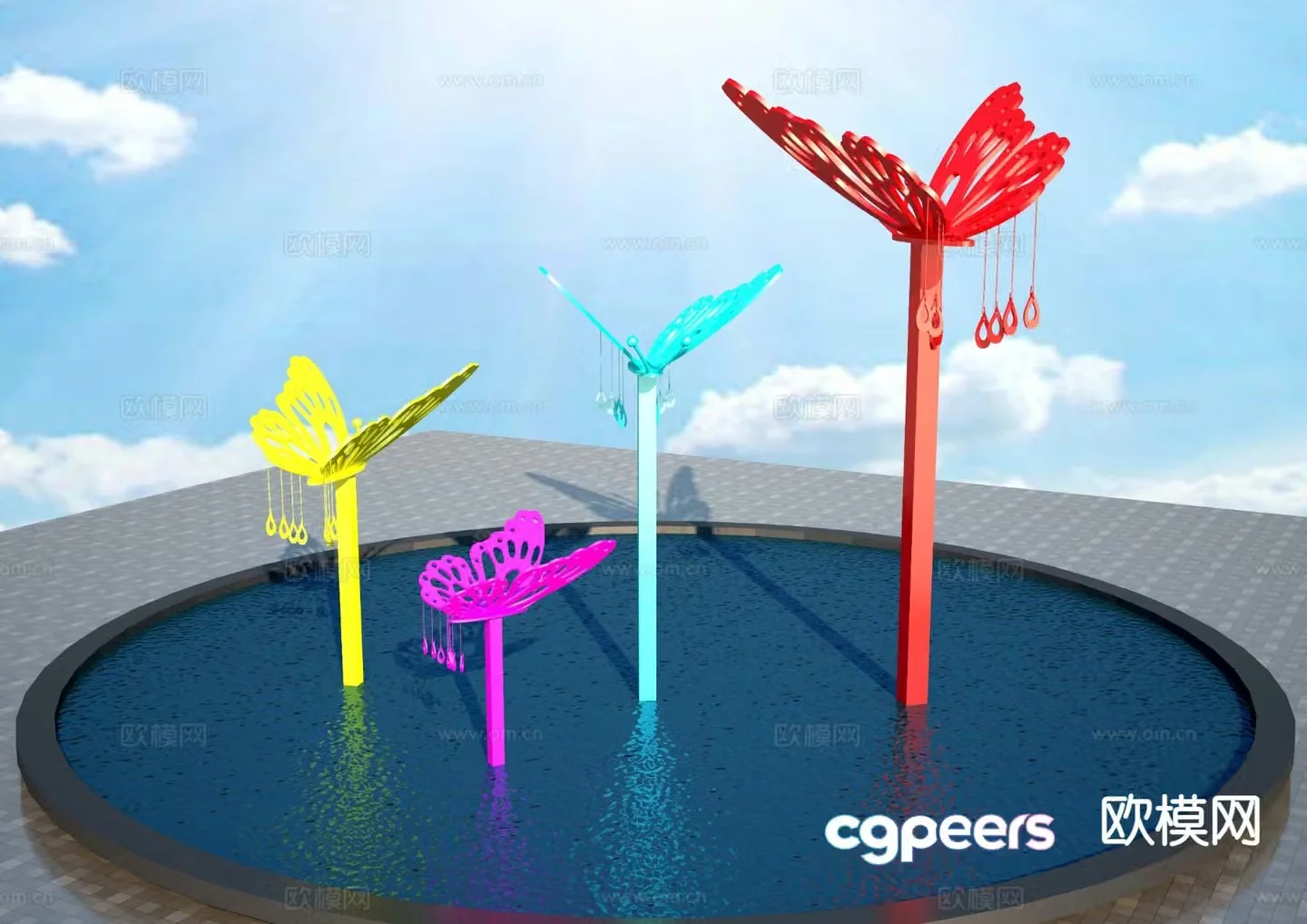 Butterfly silhouette sculpture urban sculpture 3d model