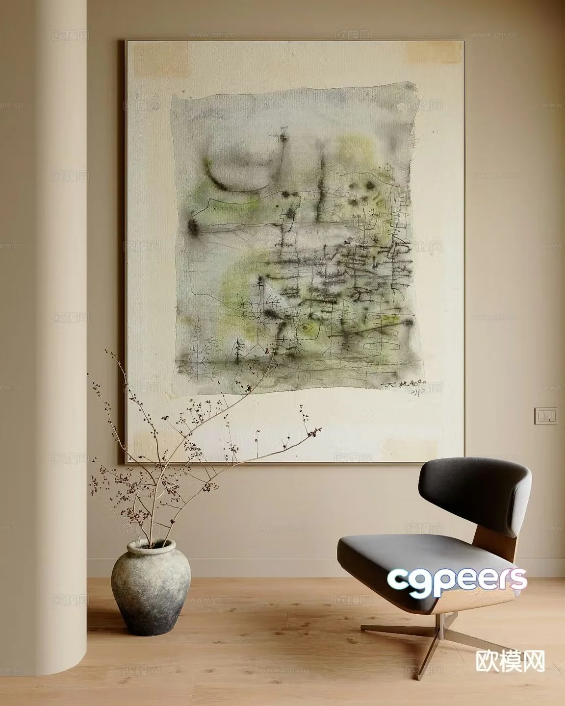 Wabi-sabi art painting texture painting decorative painting 3d model