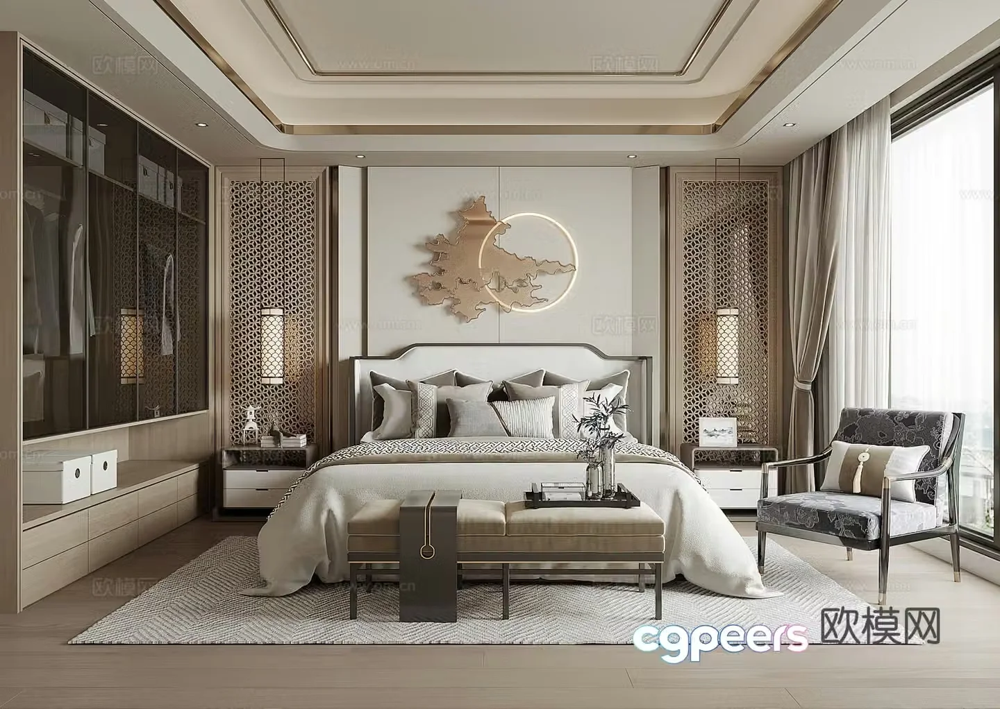 New Chinese bedroom 3D model