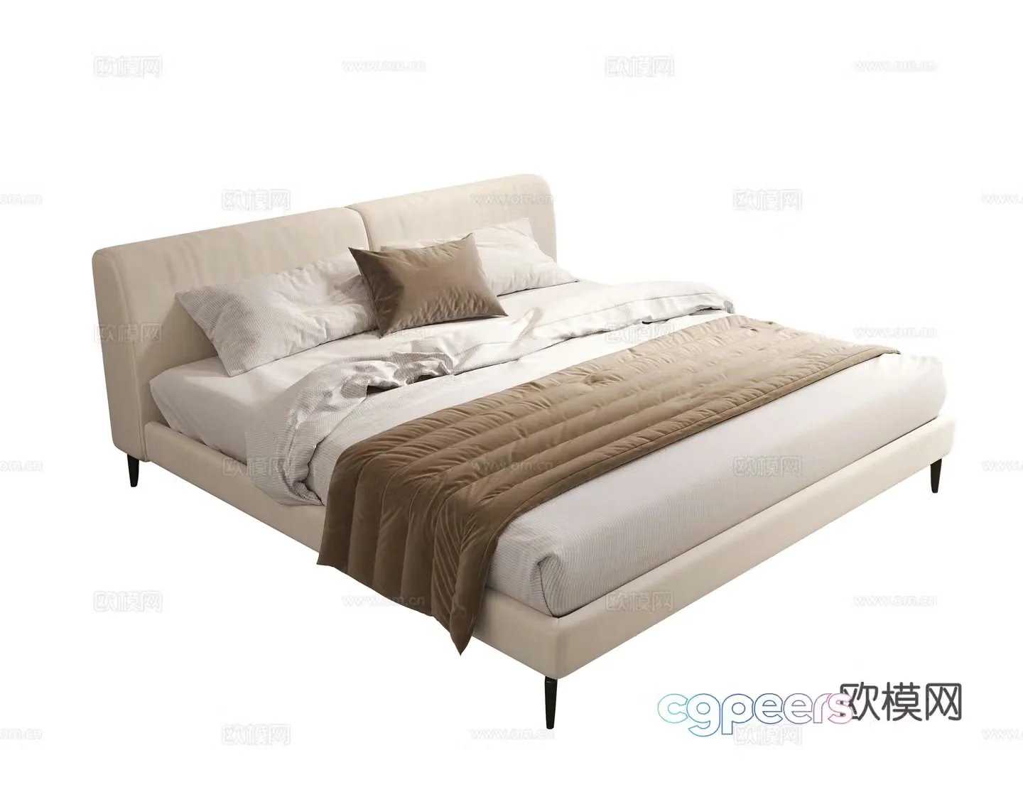 Modern double bed elderly bed fabric double bed master bed secondary bed guest bed 3d model