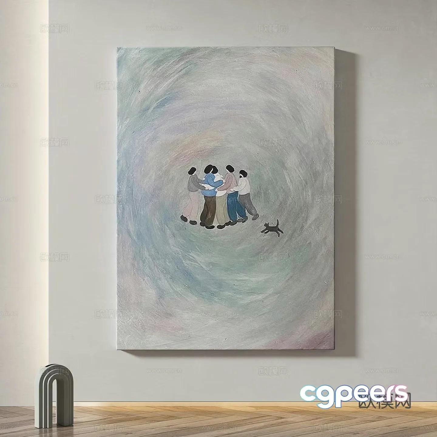 Modern simple abstract light luxury decorative painting 3d model