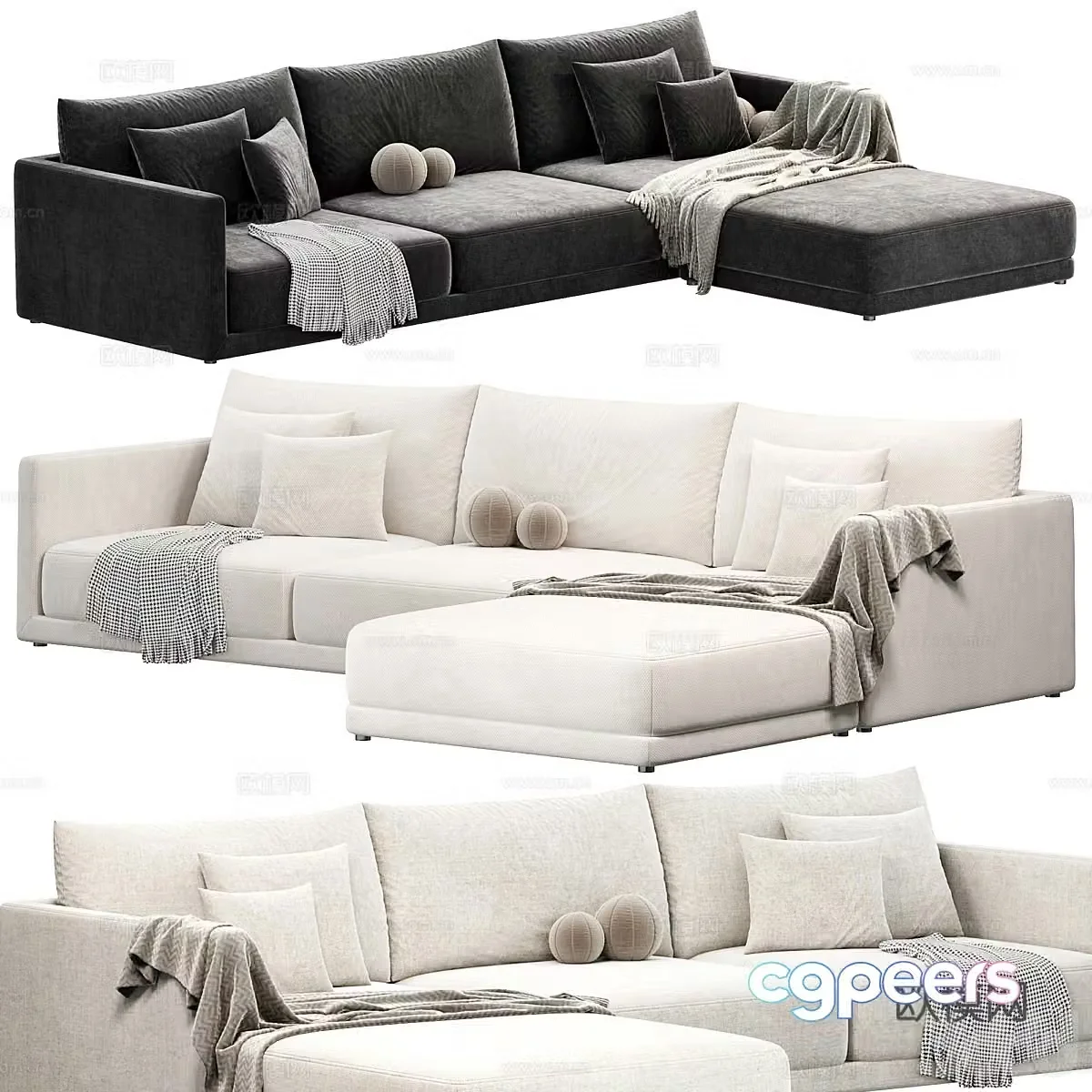 Modern Italian Ottoman corner sofa 3d model
