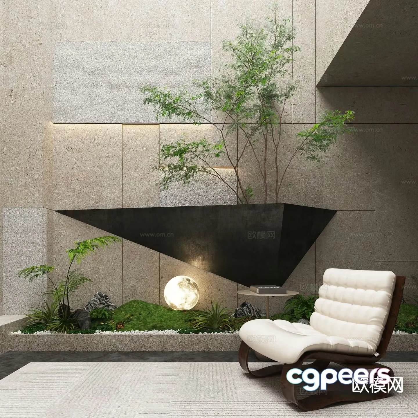 Modern patio plant landscape flower border micro-terrain landscaping 3D model