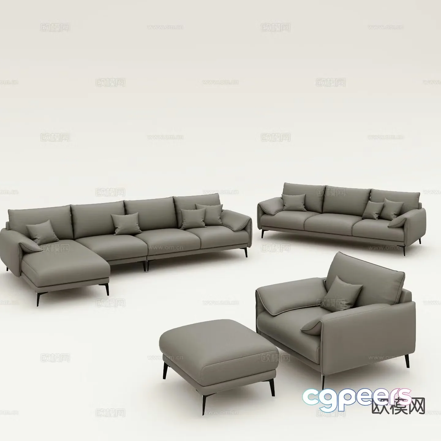 Modern modular sofa multi-person sofa leisure sofa leather sofa 3d model