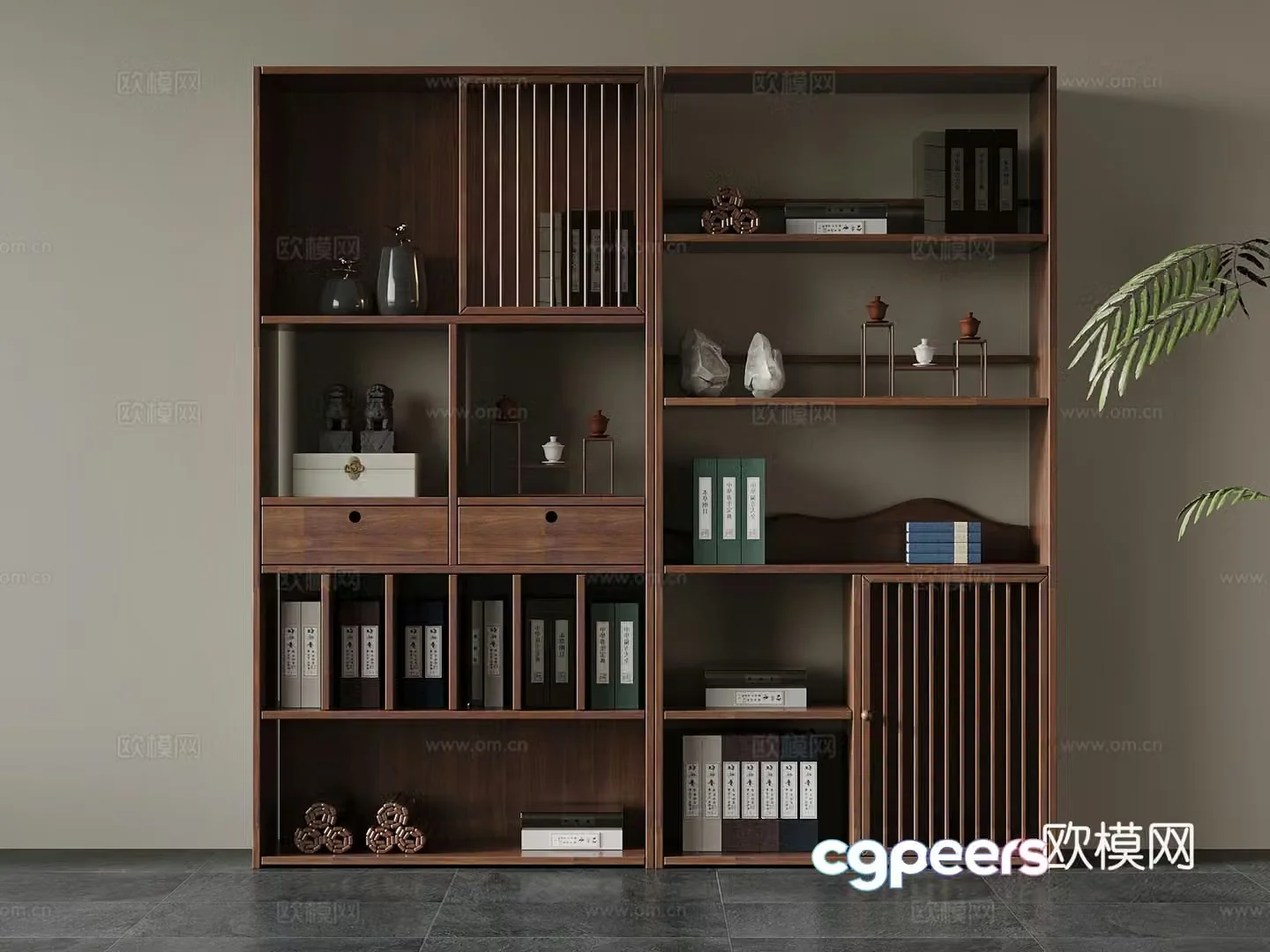 New Chinese style storage shelf book ornaments 3D model