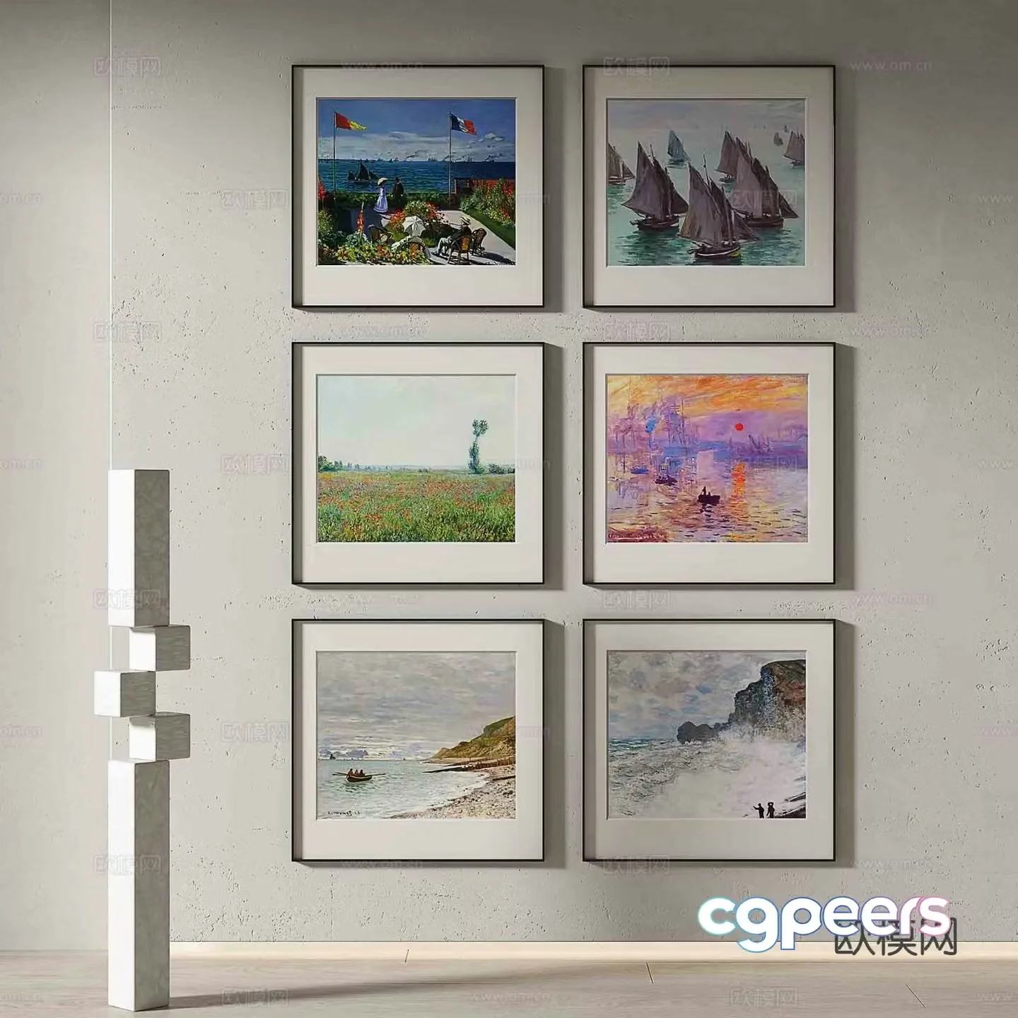 Modern landscape painting decorative painting 3d model