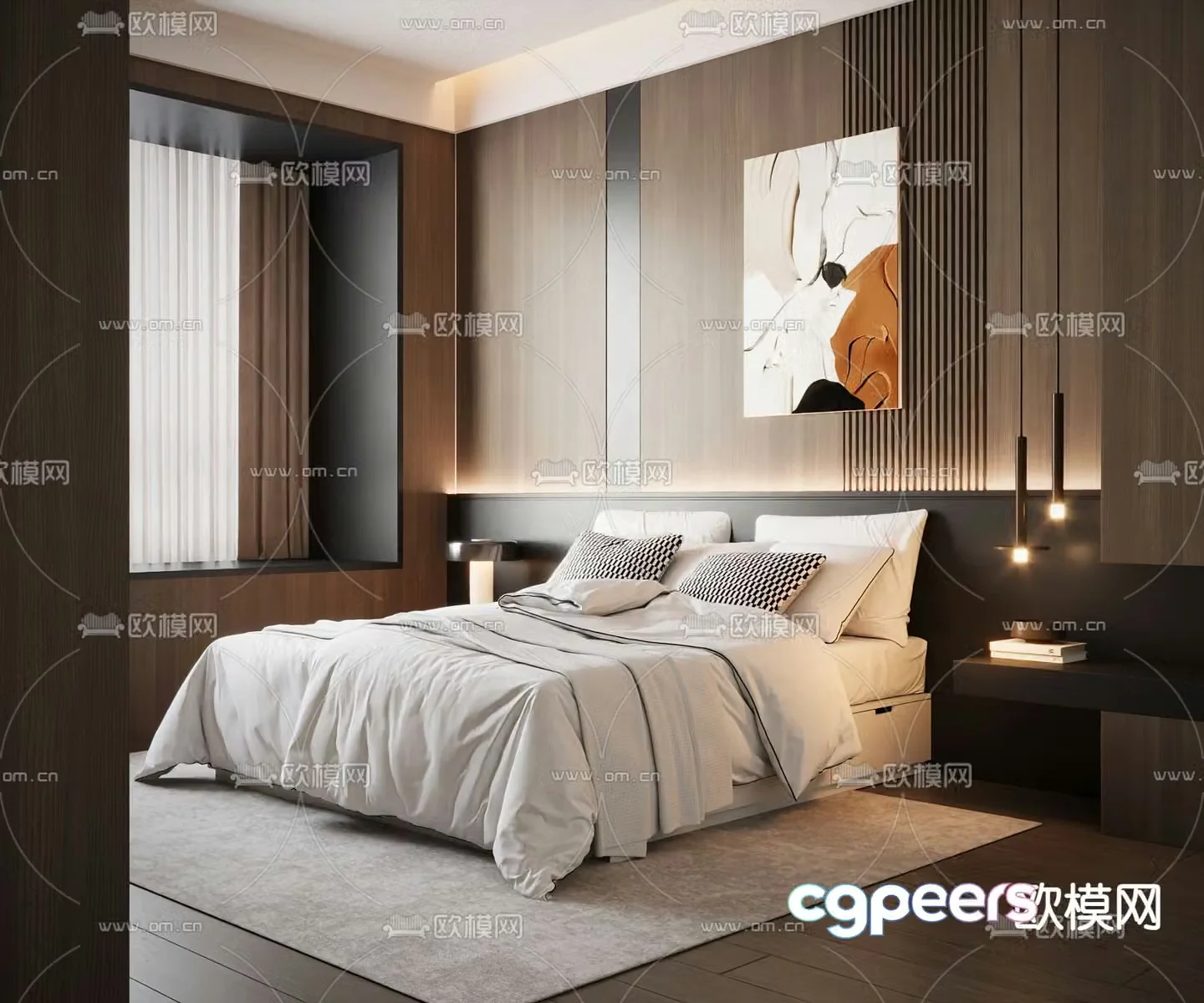 Italian double bed 3d model