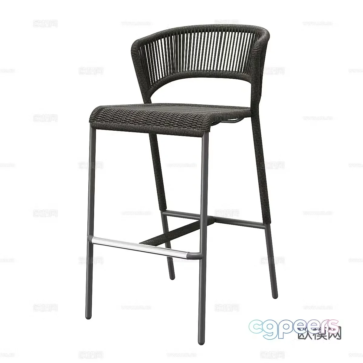Modern Italian rattan bar chair 3d model