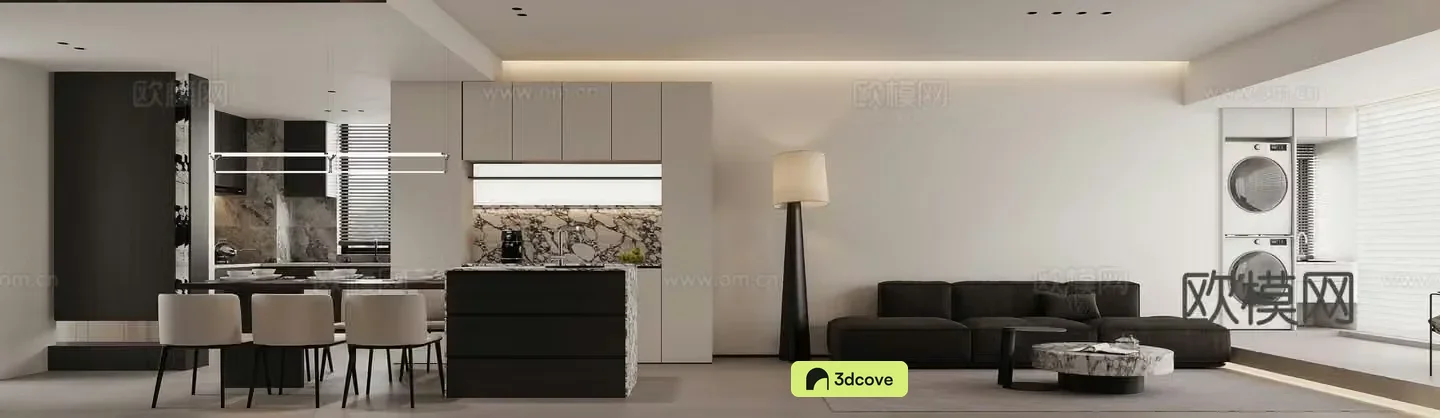 Modern minimalist living restaurant