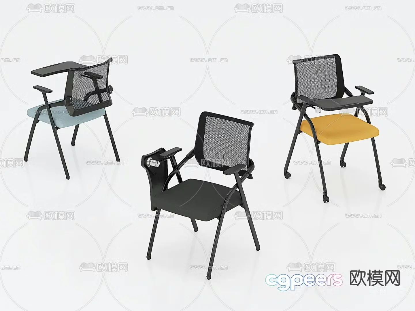 Office chair training table and chair staff chair sliding wheelchair 3D model