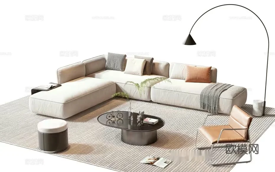 Modern Living Room 3D Model – 19093 – VRAY Render
