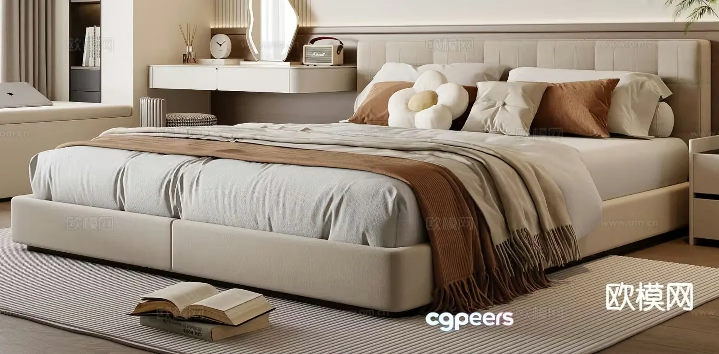 Modern double bed 3d model