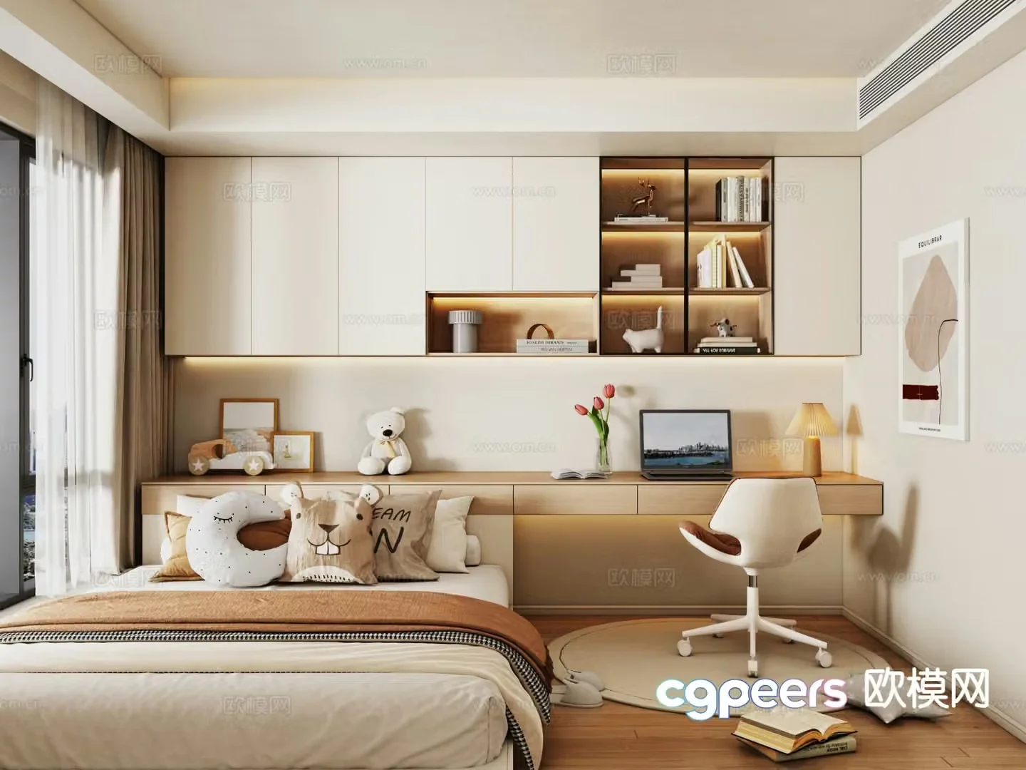 Modern tatami bedroom 3d model